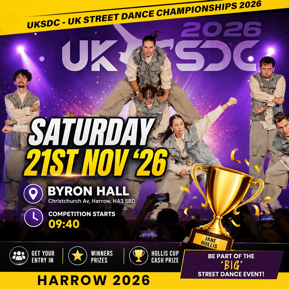 uksdc uk street dance championships, harrow, 21 november 2026